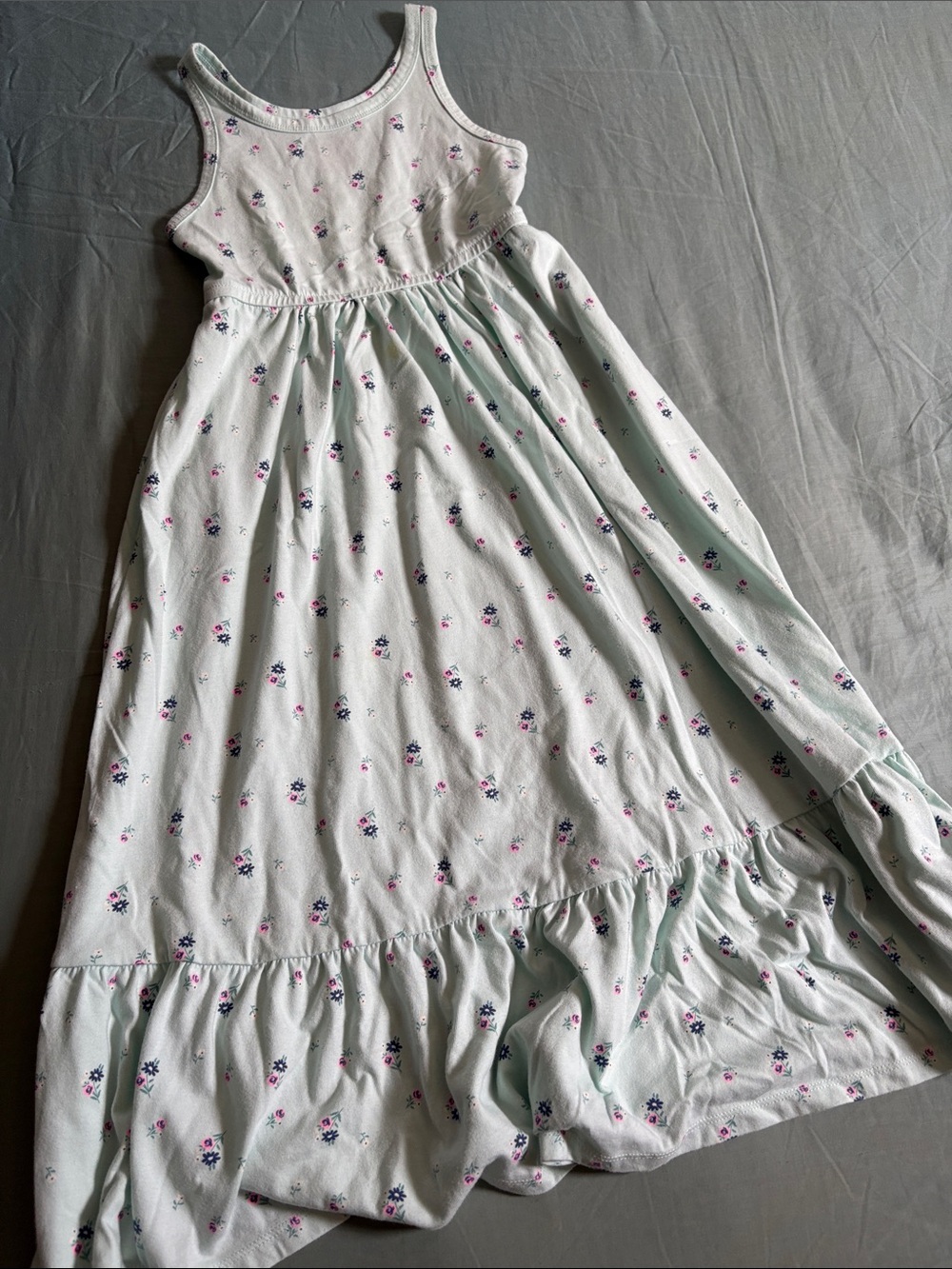 Cat & Jack Mint Floral Tank Maxi Dress with Pink & Navy Flowers